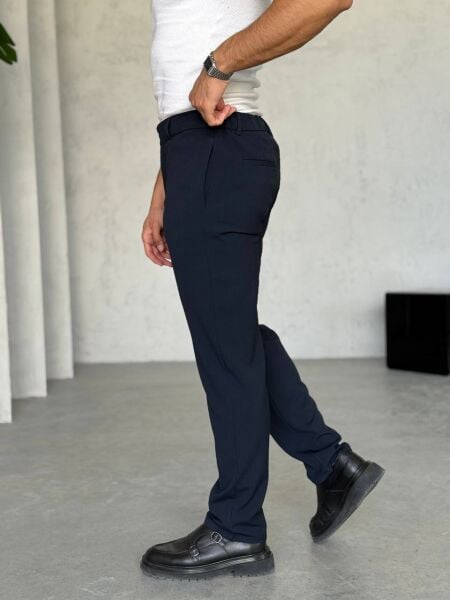 Erkek Regular Fit Kumaş Pantolon Laci̇vert - XL