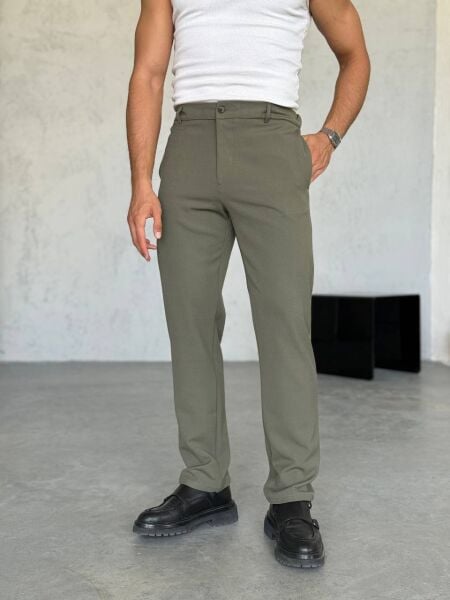 Erkek Regular Fit Kumaş Pantolon Haki̇ - XL