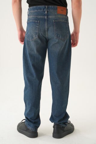 Normal Bel Dikiş Detaylı Baggy Jean | Bol Kesim Erkek Kot Pantolon S - Laci̇vert