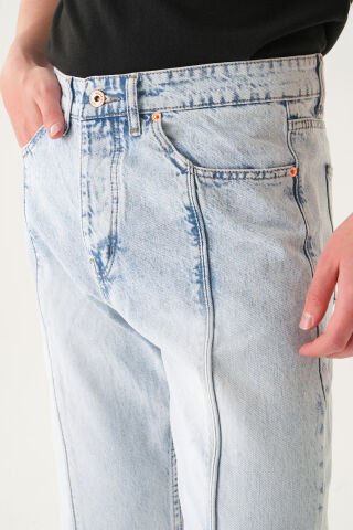 Normal Bel Dikiş Detaylı Baggy Jean | Bol Kesim Erkek Kot Pantolon M - Mavi