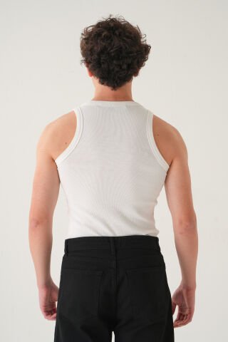 Slim Fit Atlet | Triko Kumaş T-shirt  Erkek Beyaz - S