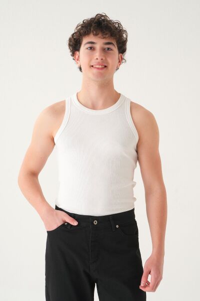Slim Fit Atlet | Triko Kumaş T-shirt  Erkek Beyaz - XL