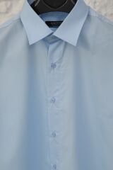 Erkek Mavi Slim Fit Klasik Gömlek Mavi - M