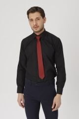 Erkek Mavi Slim Fit Klasik Gömlek Siyah - L