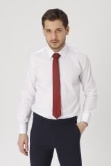 Erkek Mavi Slim Fit Klasik Gömlek Beyaz - XL
