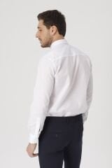 Erkek Mavi Slim Fit Klasik Gömlek Beyaz - XL