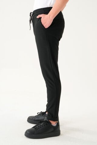 Lastikli İpli Bel Pileli Kumaş | Slim Fit Erkek Pantolon
