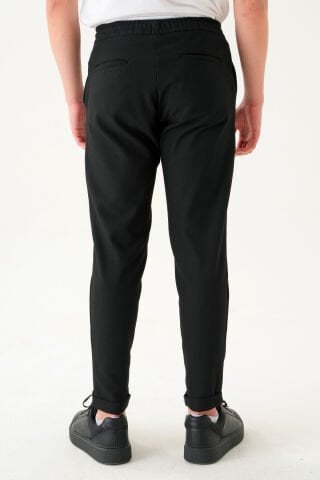 Lastikli İpli Bel Pileli Kumaş | Slim Fit Erkek Pantolon