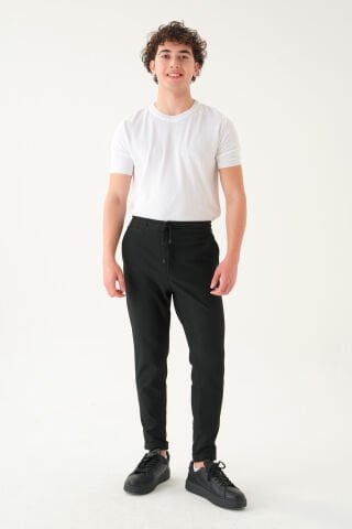 Lastikli İpli Bel Pileli Kumaş | Slim Fit Erkek Pantolon