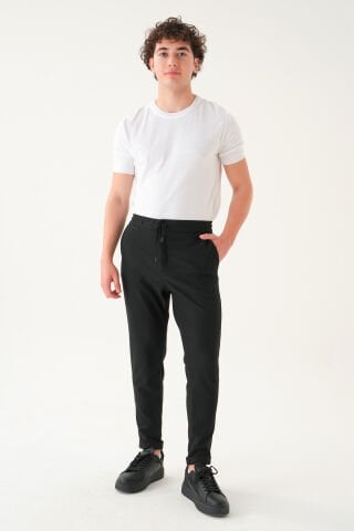 Lastikli İpli Bel Pileli Kumaş | Slim Fit Erkek Pantolon