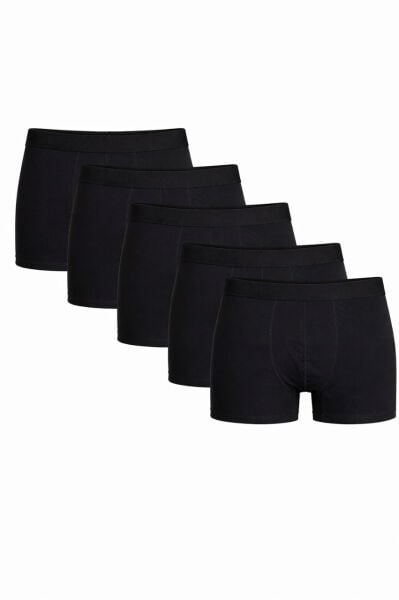 Erkek %95 Pamuklu Basic Düz Boxer 5'li Si̇yah - 2XL