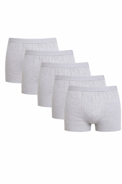 Erkek %95 Pamuklu Basic Düz Boxer 5'li Gri̇ - 2XL