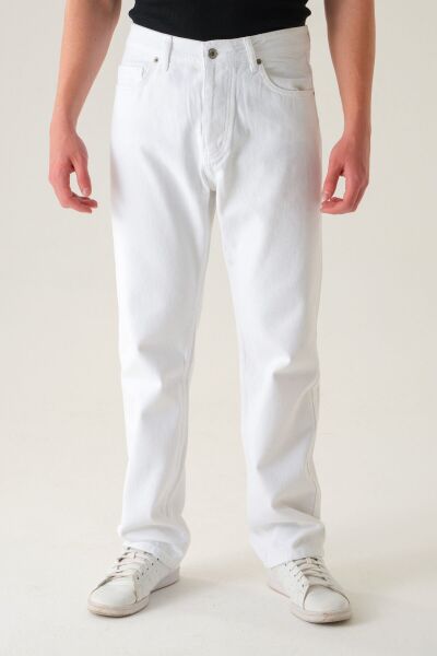 Normal Bel Baggy Jean | Bol Kesim Erkek Kot Pantolon Beyaz - 36
