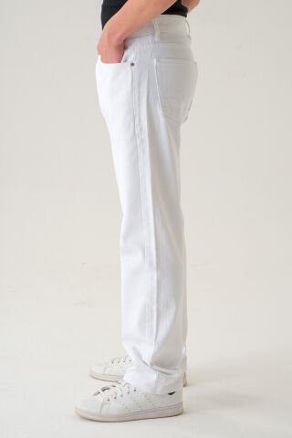 Normal Bel Baggy Jean | Bol Kesim Erkek Kot Pantolon Beyaz - 36
