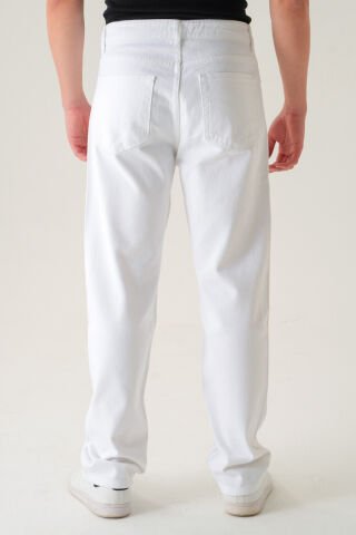 Normal Bel Baggy Jean | Bol Kesim Erkek Kot Pantolon Beyaz - 36