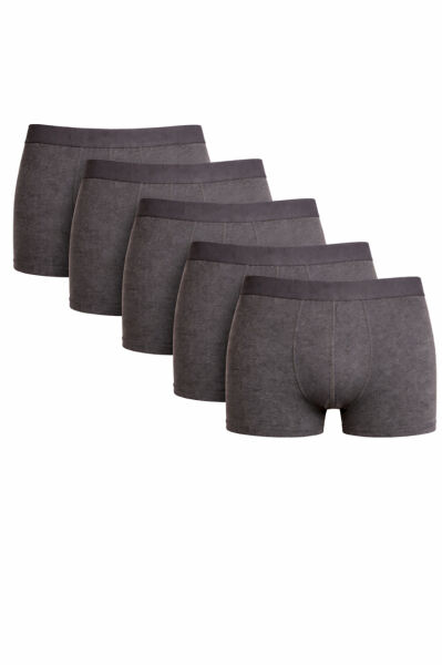 Erkek %95 Pamuklu Basic Düz Boxer 5'li Füme - 2XL