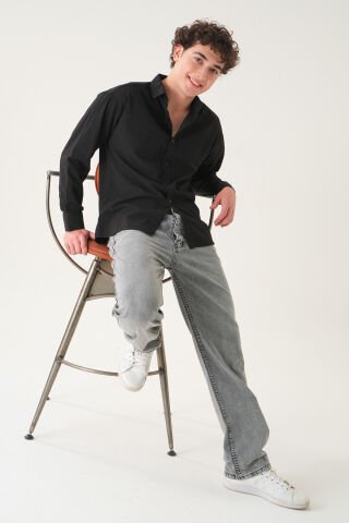Normal Bel Baggy Jean | Bol Kesim Erkek Kot Pantolon Gri̇ - 34
