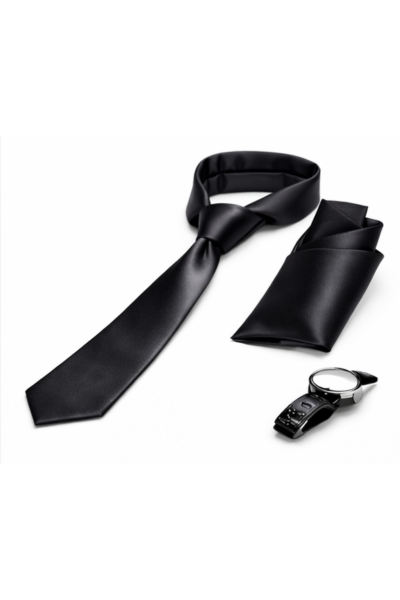 Unisex Saten İnce Kravat Si̇yah