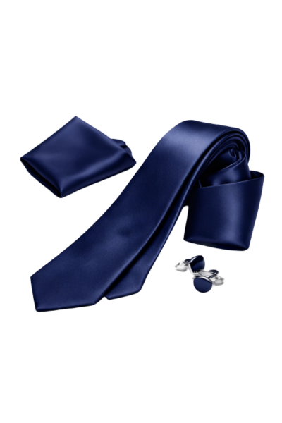 Unisex Saten İnce Kravat Laci̇vert