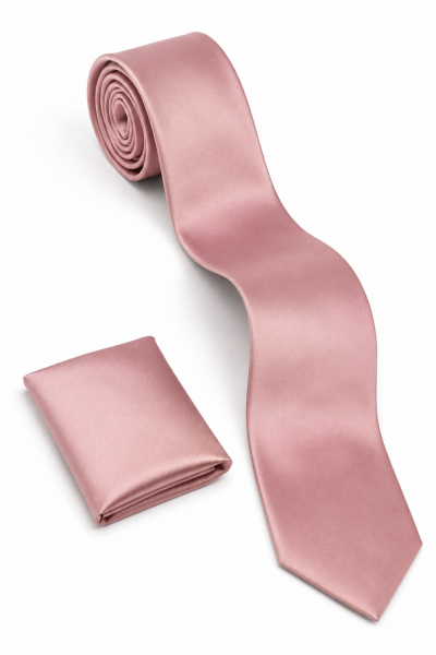 Unisex Saten İnce Kravat Tozpembe