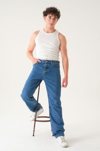 Normal Bel Baggy Jean | Bol Kesim Erkek Kot Pantolon Laci̇vert - 36
