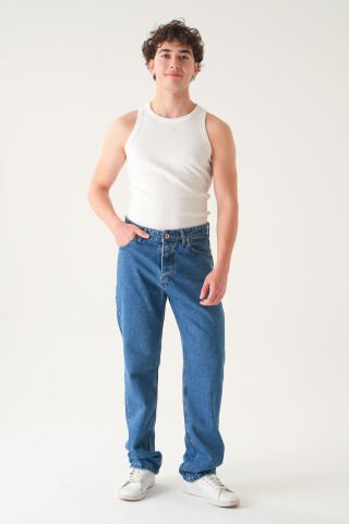 Normal Bel Baggy Jean | Bol Kesim Erkek Kot Pantolon Laci̇vert - 36