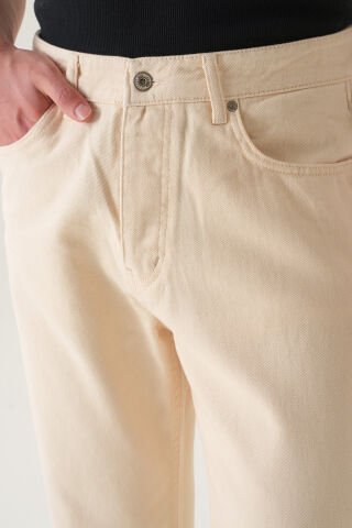 Normal Bel Baggy Jean | Bol Kesim Erkek Kot Pantolon Bej - 31