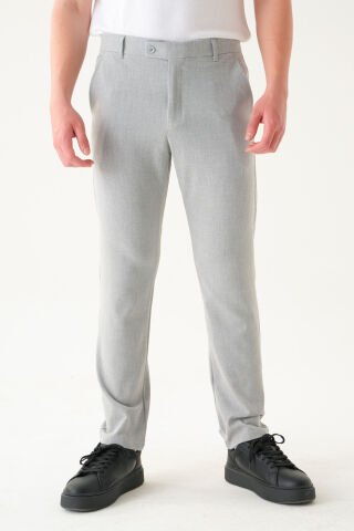 Likralı Kumaş | Slim Fit Erkek Pantolon Gri̇ - 38