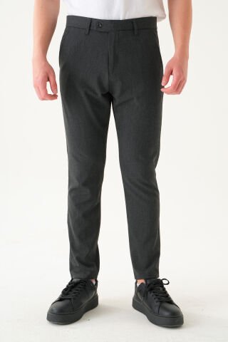 Likralı Kumaş | Slim Fit Erkek Pantolon Füme - 31