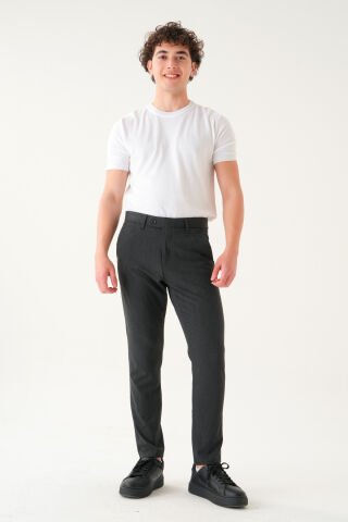 Likralı Kumaş | Slim Fit Erkek Pantolon Füme - 33
