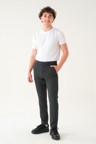 Likralı Kumaş | Slim Fit Erkek Pantolon Füme - 36
