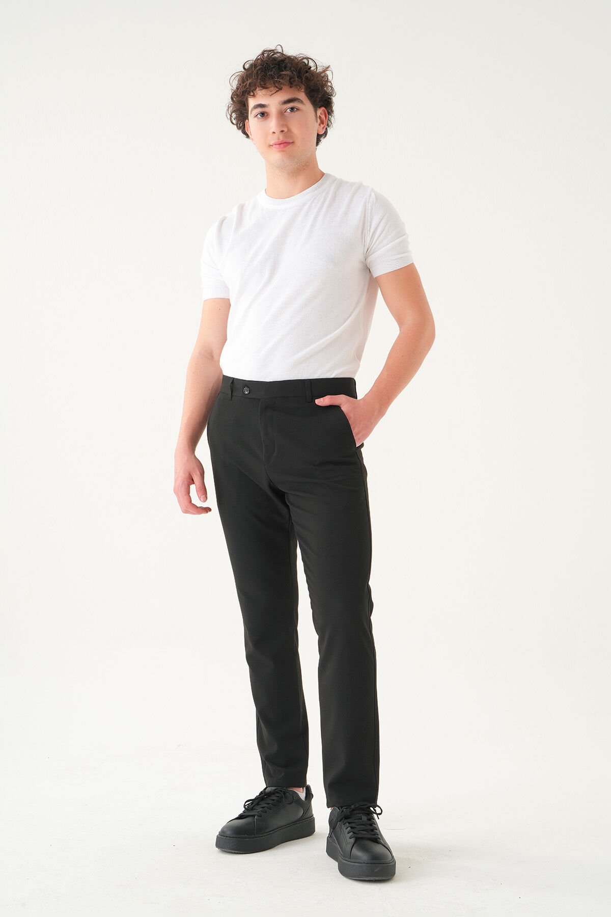 Likralı Kumaş | Slim Fit Erkek Pantolon Si̇yah - 32