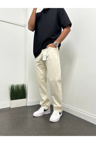 Erkek Krem Baggy Rahat Kalıp Pantolon Krem - 31