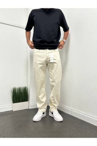 Erkek Krem Baggy Rahat Kalıp Pantolon Krem - 31