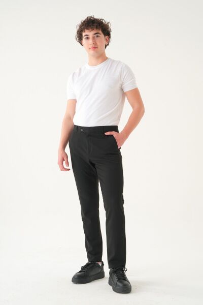 Likralı Kumaş | Slim Fit Erkek Pantolon Si̇yah - 38