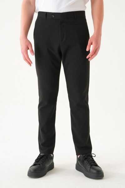 Likralı Kumaş | Slim Fit Erkek Pantolon Si̇yah - 38