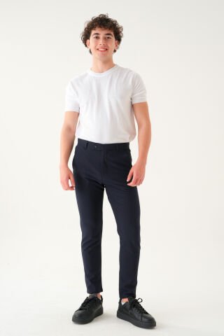 Likralı Kumaş | Slim Fit Erkek Pantolon Lacivert - 30