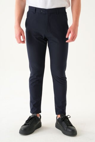 Likralı Kumaş | Slim Fit Erkek Pantolon Lacivert - 32