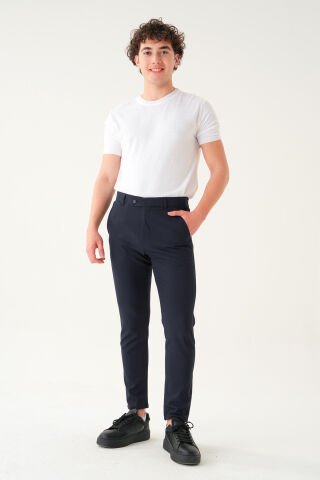 Likralı Kumaş | Slim Fit Erkek Pantolon Lacivert - 33