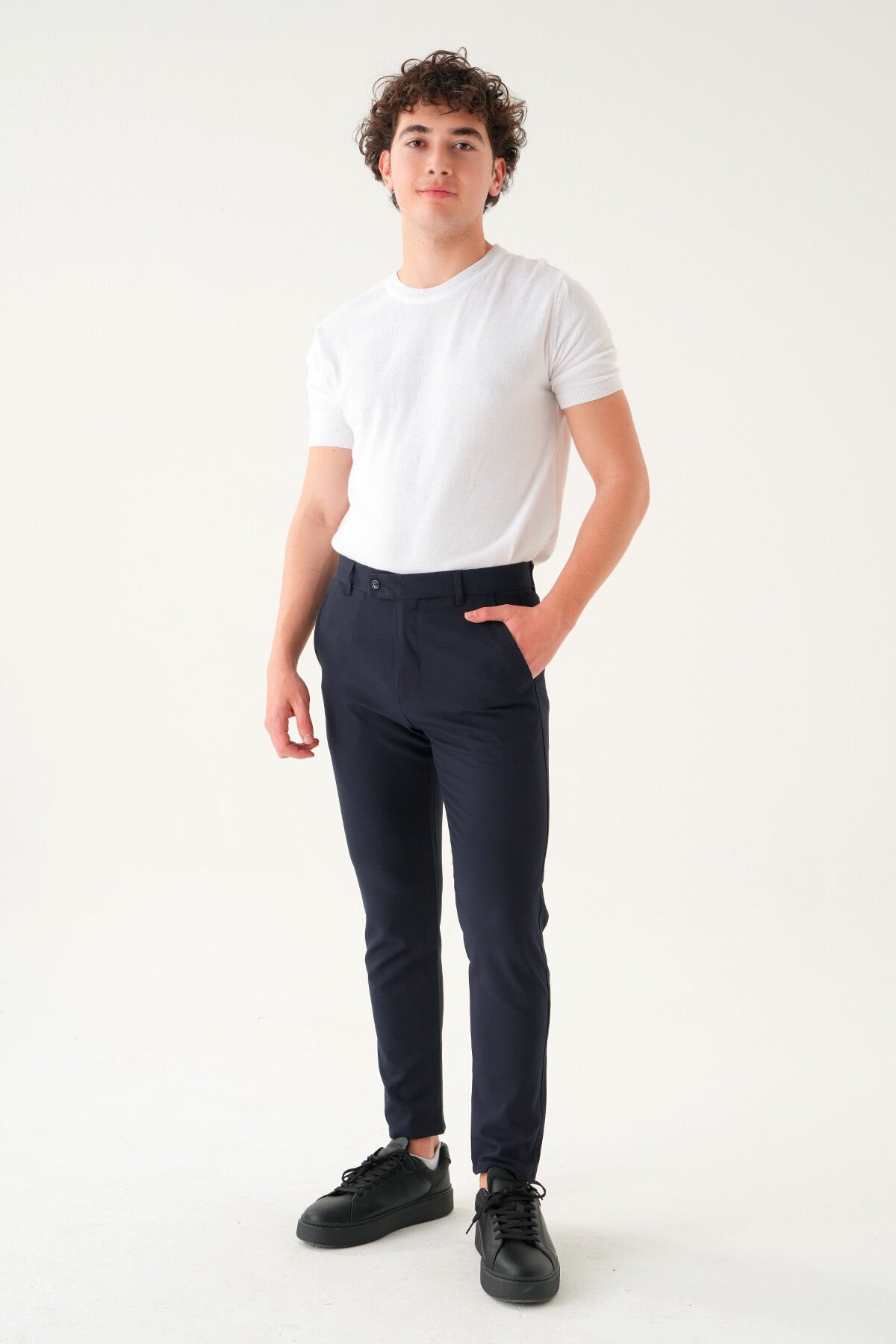 Likralı Kumaş | Slim Fit Erkek Pantolon Lacivert - 34