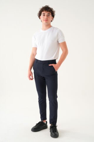Likralı Kumaş | Slim Fit Erkek Pantolon Lacivert - 34
