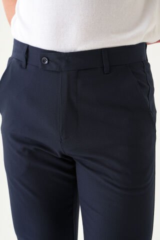 Likralı Kumaş | Slim Fit Erkek Pantolon Lacivert - 34