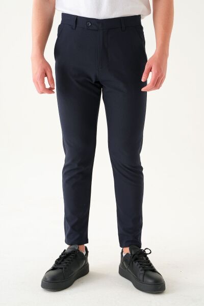 Likralı Kumaş | Slim Fit Erkek Pantolon Lacivert - 38