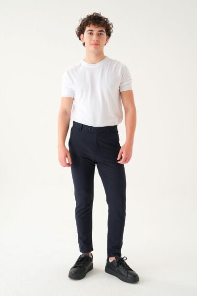 Likralı Kumaş | Slim Fit Erkek Pantolon Lacivert - 38