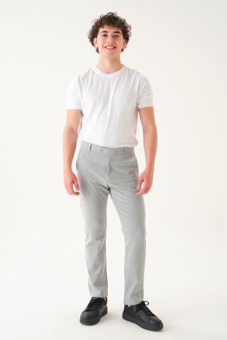 Likralı Kumaş | Slim Fit Erkek Pantolon Gri̇ - 34