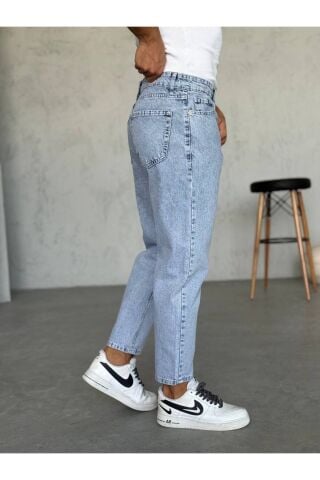 Erkek Boyfriend Yüksek Bel Bilek Boy Kot Pantolon Buz Mavisi - 31