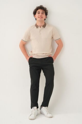 Lastikli Bel Düz Kumaş | Slimfit Erkek Pantolon