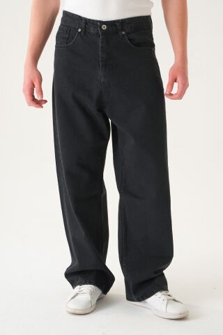 Normal Bel Baggy Skater Jean | Ekstra Bol Kesim Erkek Kot Pantolon Si̇yah - M