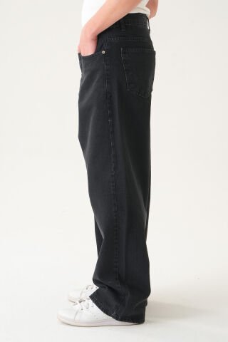 Normal Bel Baggy Skater Jean | Ekstra Bol Kesim Erkek Kot Pantolon Si̇yah - L