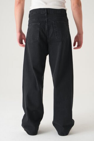Normal Bel Baggy Skater Jean | Ekstra Bol Kesim Erkek Kot Pantolon Si̇yah - L